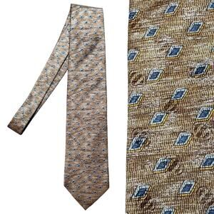 Ermenegildo Zegna Disegno Esclusivo Silk Tie Geometric Jacquard Necktie Tan